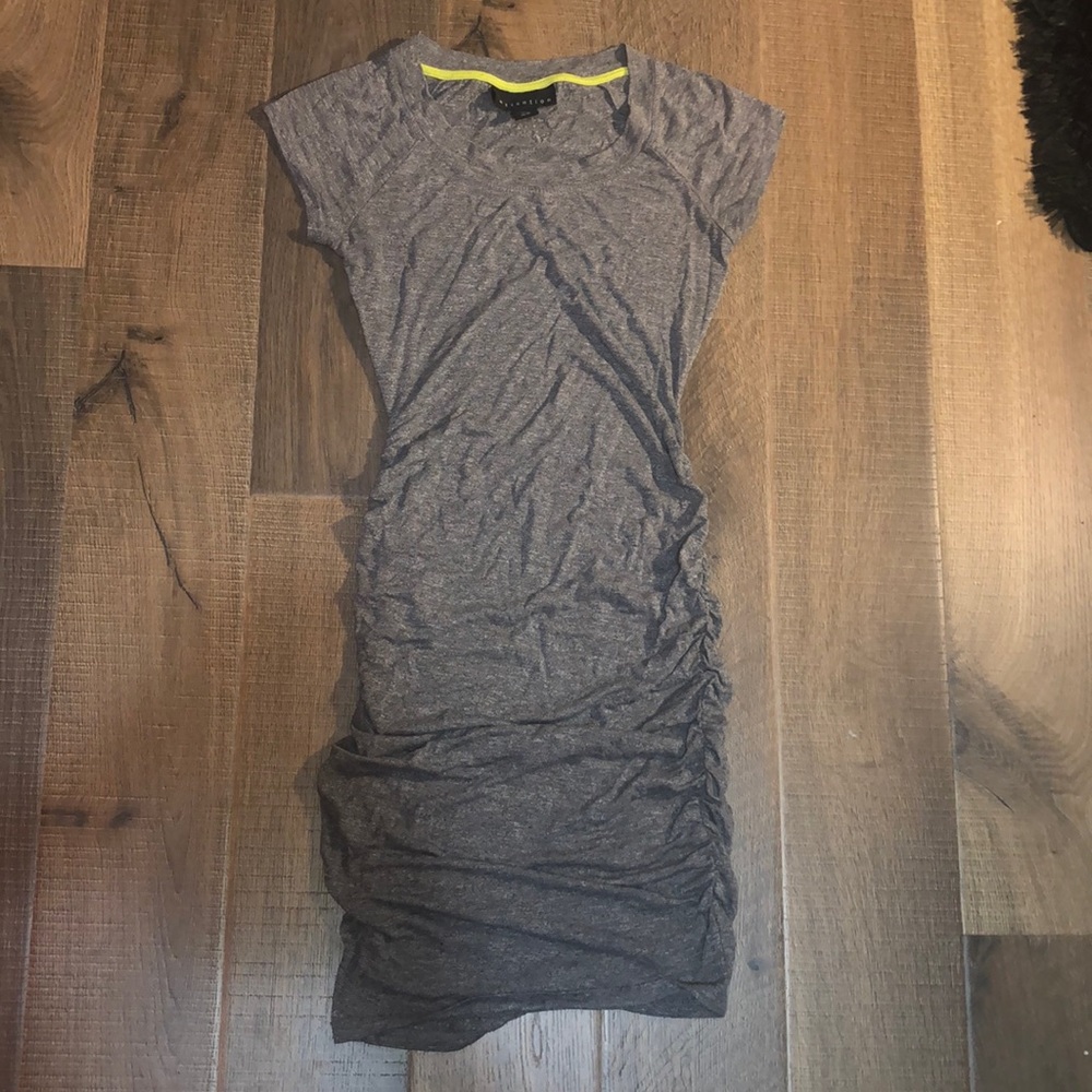 Attention Grey Body Hugging Ruched Mini Dress